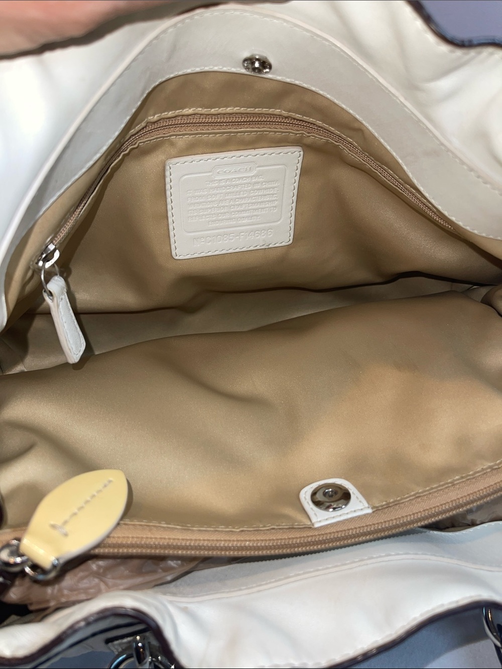 Coach G1085-F14686 Penelope Crème Pebbled Leather Tote/Shoulder Bag Ivory Cream - Picture 12 of 14